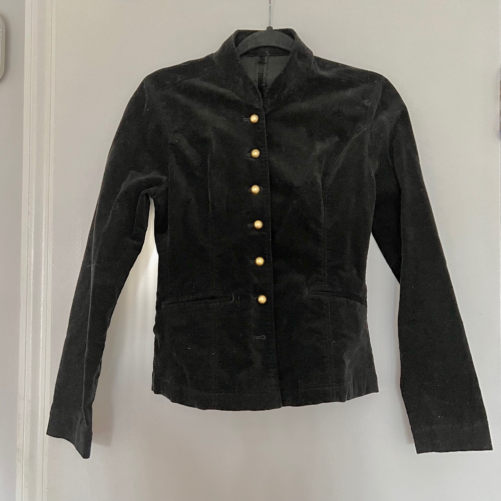 Vintage Black Velvet Victorian Steampunk Ringmaster Jacket Military Blazer